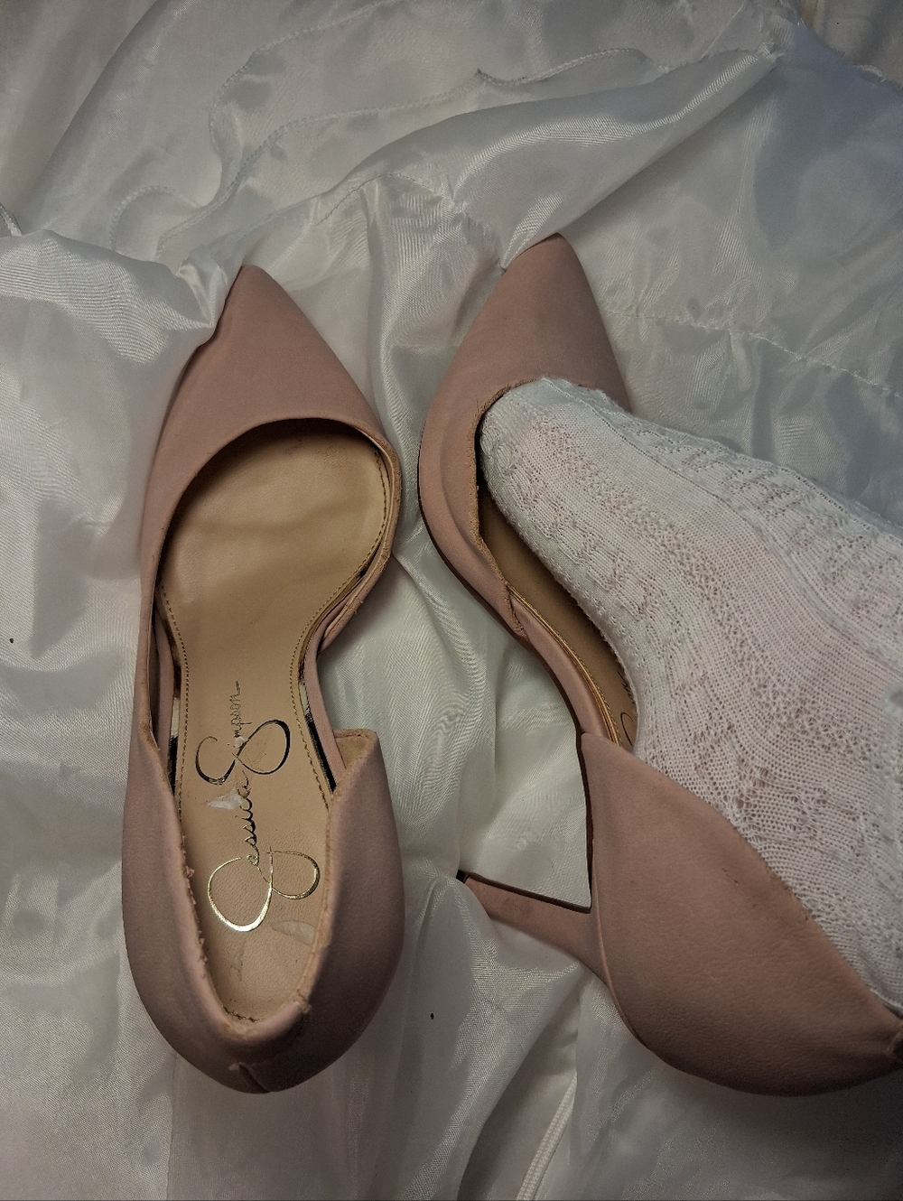 Women's Ladies Jessica Simpson Blush Pink Pointed-Toe Heels